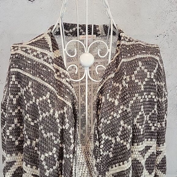 Xhilaration open front cardigan grey Aztec print Women's Size S - Picture 2 of 12